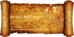 Ardai Nándor névjegykártya
